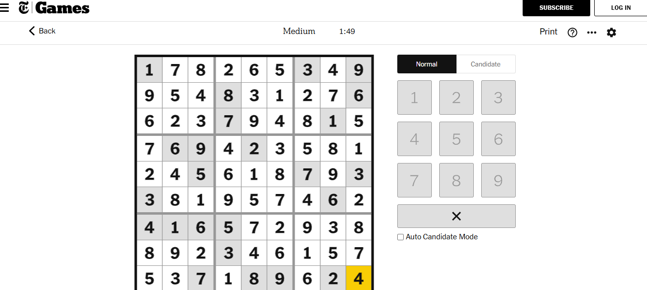 nyt sudoku medium solved jan 9