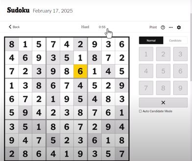 nyt sudoku hard solved feb 17