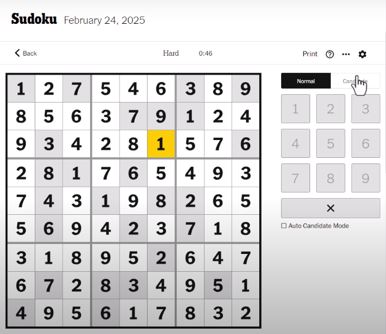 nyt sudoku hard solved feb 24