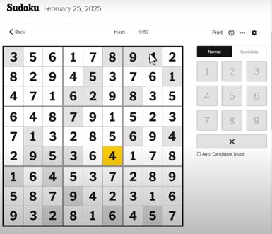 nyt sudoku hard solved feb 25