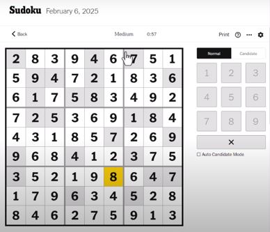 nyt sudoku medium feb 6