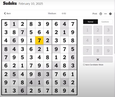 nyt sudoku medium solved feb 10