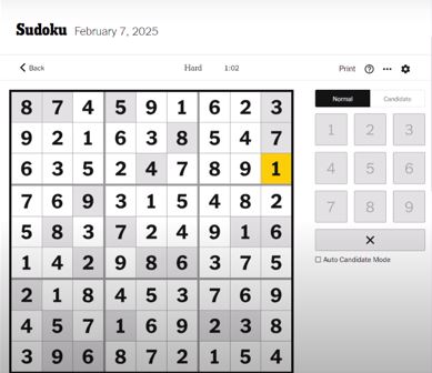 nyt sudoku solved hard feb 7