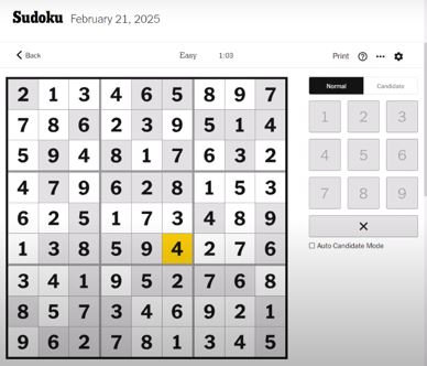 sudoku answer easy feb 21