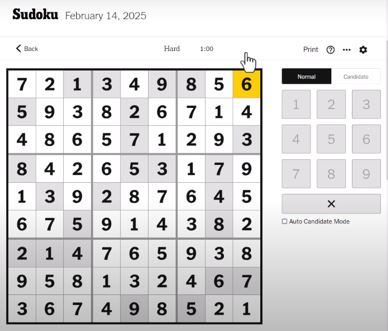 sudoku answer hard feb 14