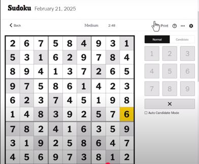 sudoku answer medium feb 21