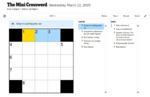 NYT Mini Crossword Answers and Clues Today Wednesday, March 12, 2025